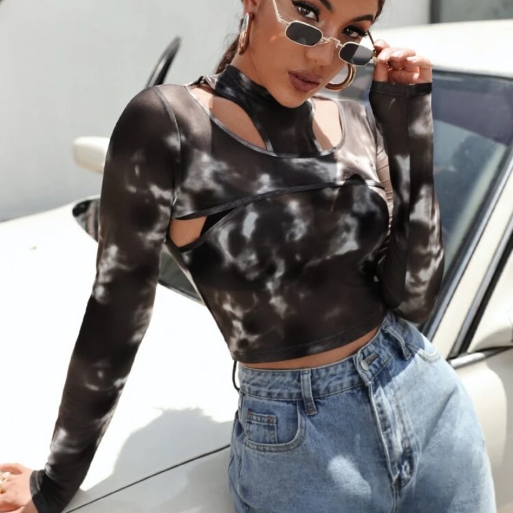 Tie dye cut crop
